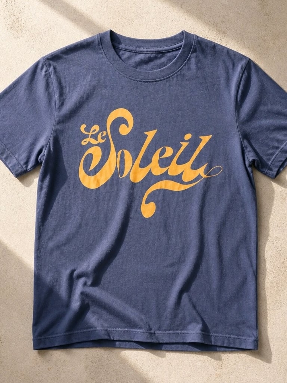 Universal Thread Navy Tee with Yellow "Le Soleil" Script